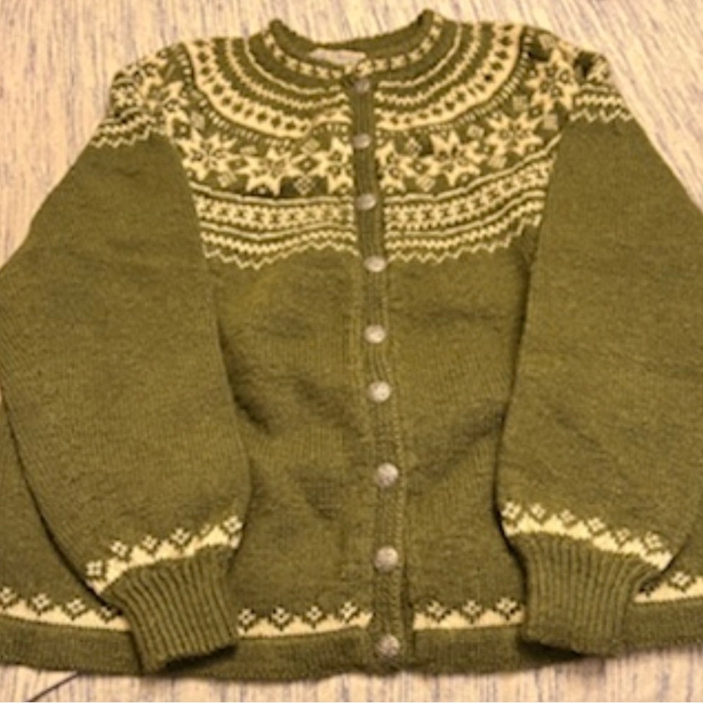 24” Norwegian Wool Oslo Green Sweater Vintage Lulle Otterstad Free Ship